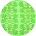 Round Abstract Green Modern Rug, abs1216grn