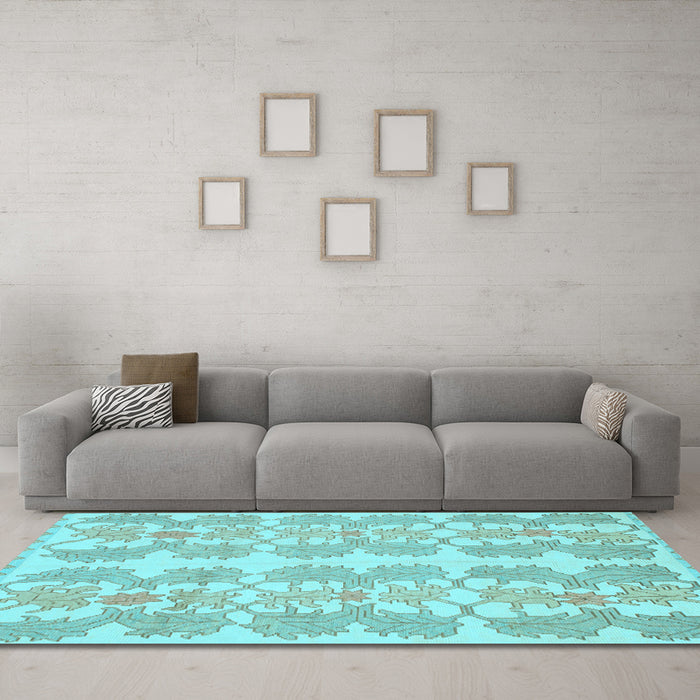 Machine Washable Abstract Light Blue Modern Rug in a Living Room, wshabs1216lblu