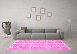 Machine Washable Abstract Pink Modern Rug in a Living Room, wshabs1216pnk