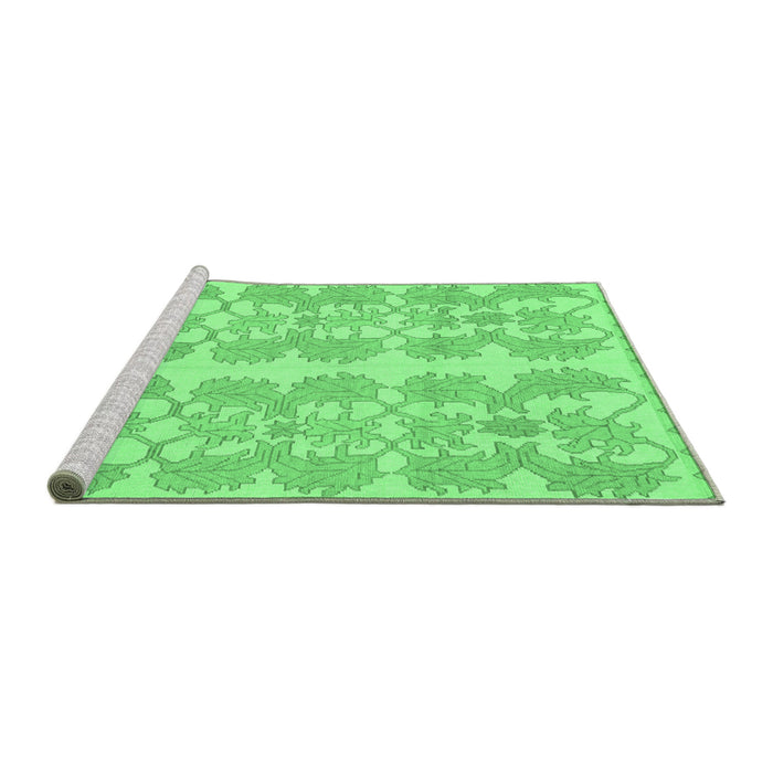 Sideview of Machine Washable Abstract Emerald Green Modern Area Rugs, wshabs1216emgrn