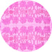 Round Machine Washable Abstract Pink Modern Rug, wshabs1216pnk