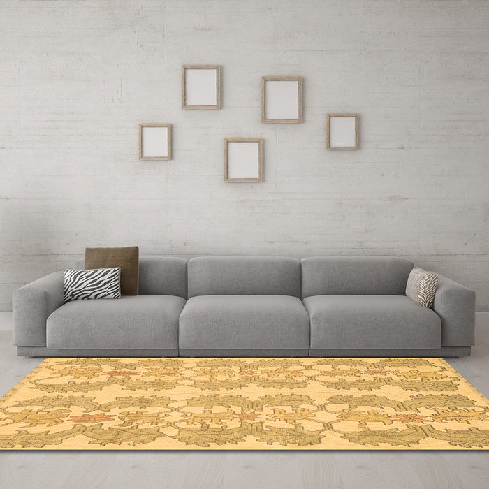 Machine Washable Abstract Brown Modern Rug in a Living Room,, wshabs1216brn