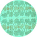 Round Abstract Turquoise Modern Rug, abs1216turq