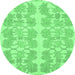 Round Abstract Emerald Green Modern Rug, abs1216emgrn