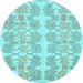 Round Machine Washable Abstract Light Blue Modern Rug, wshabs1216lblu