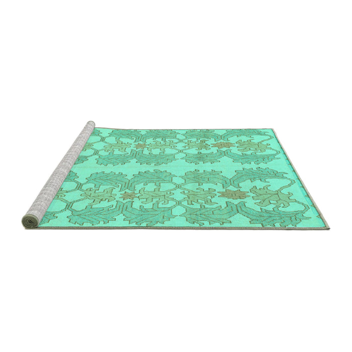 Sideview of Machine Washable Abstract Turquoise Modern Area Rugs, wshabs1216turq