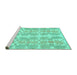 Sideview of Machine Washable Abstract Turquoise Modern Area Rugs, wshabs1216turq