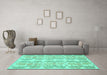 Machine Washable Abstract Turquoise Modern Area Rugs in a Living Room,, wshabs1216turq