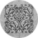 Round Machine Washable Abstract Gray Modern Rug, wshabs1217gry