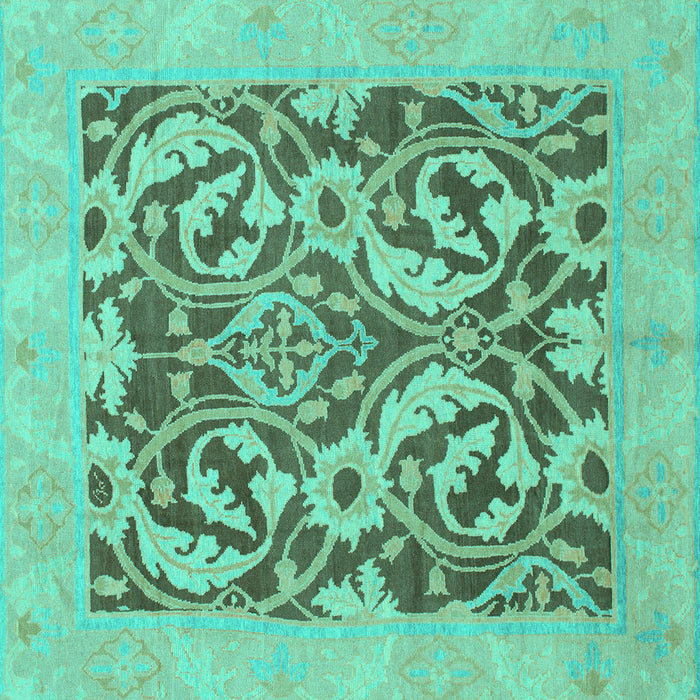 Square Abstract Turquoise Modern Rug, abs1217turq