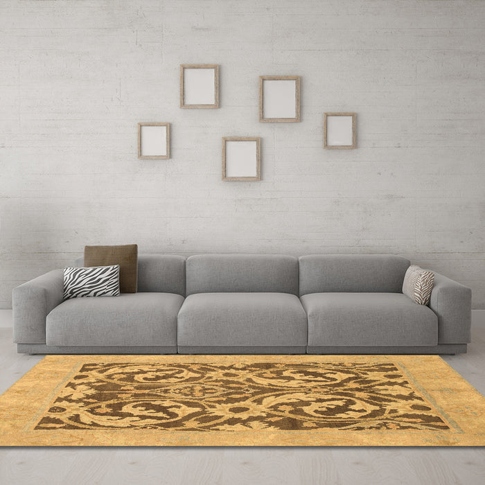 Machine Washable Abstract Brown Modern Rug in a Living Room,, wshabs1217brn