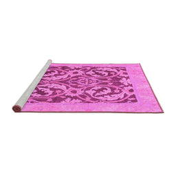 Sideview of Machine Washable Abstract Pink Modern Rug, wshabs1217pnk