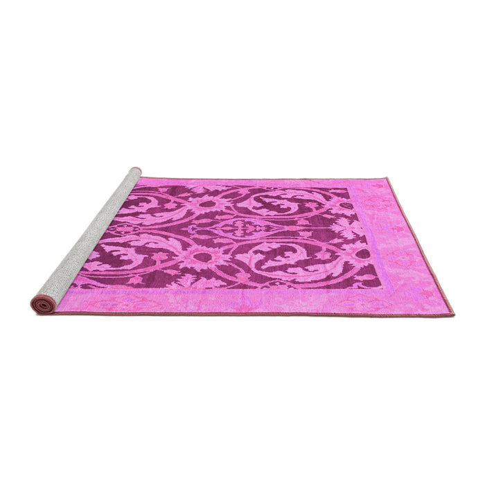 Sideview of Machine Washable Abstract Pink Modern Rug, wshabs1217pnk