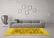 Machine Washable Abstract Yellow Modern Rug in a Living Room, wshabs1217yw