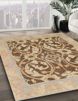 Abstract Brown Modern Rug in Family Room, abs1217