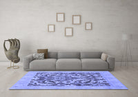 Machine Washable Abstract Blue Modern Rug, wshabs1217blu