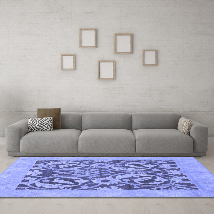 Machine Washable Abstract Blue Modern Rug in a Living Room, wshabs1217blu