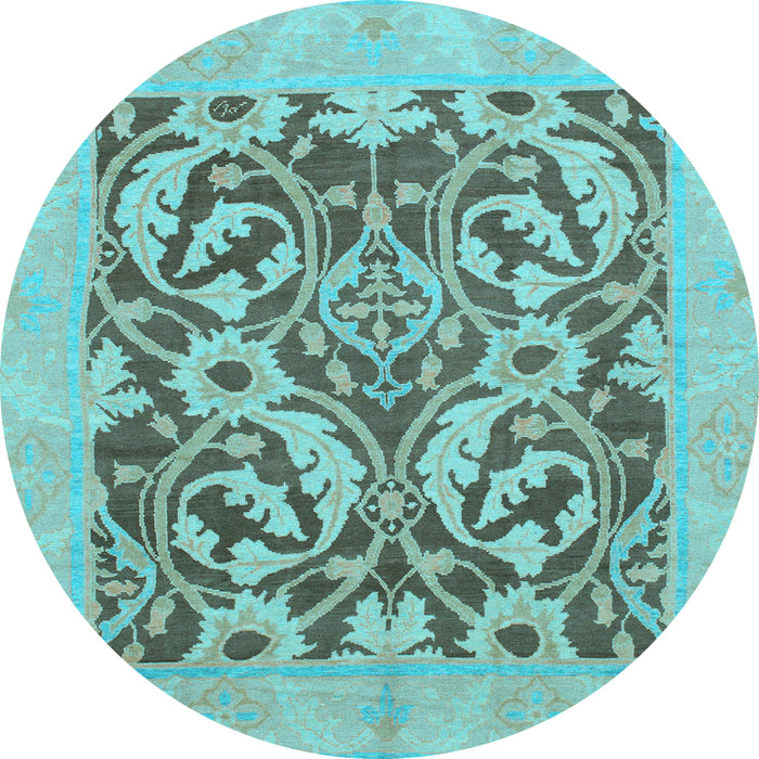 Round Machine Washable Abstract Light Blue Modern Rug, wshabs1217lblu
