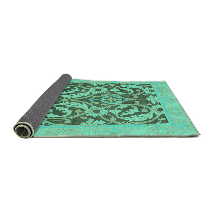 Sideview of Abstract Turquoise Modern Rug, abs1217turq