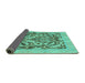 Sideview of Abstract Turquoise Modern Rug, abs1217turq