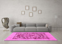 Machine Washable Abstract Pink Modern Rug, wshabs1217pnk