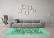 Machine Washable Abstract Turquoise Modern Area Rugs in a Living Room,, wshabs1217turq