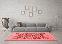 Machine Washable Abstract Red Modern Rug, wshabs1217red