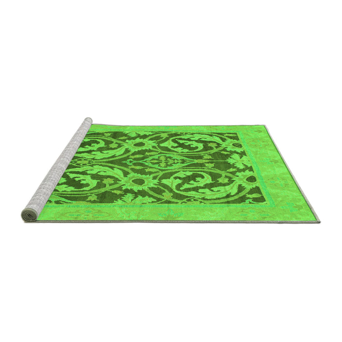 Sideview of Machine Washable Abstract Green Modern Area Rugs, wshabs1217grn