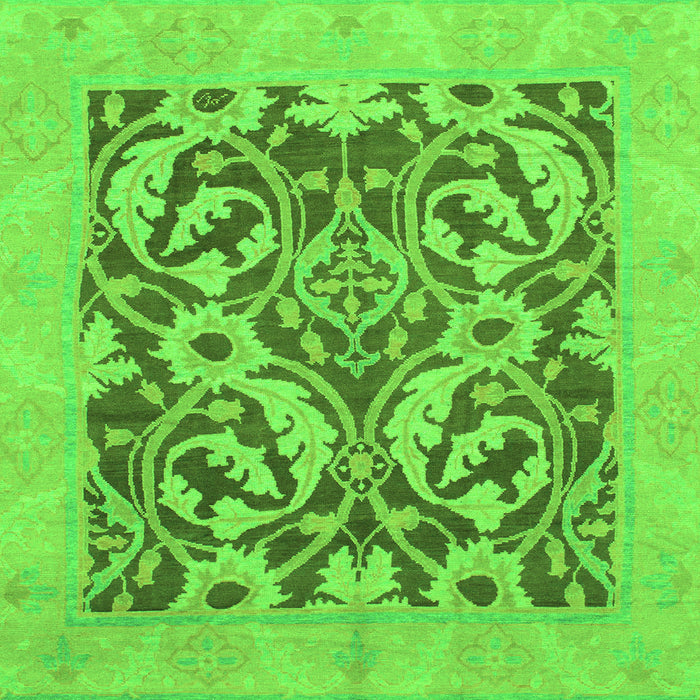 Square Machine Washable Abstract Green Modern Area Rugs, wshabs1217grn