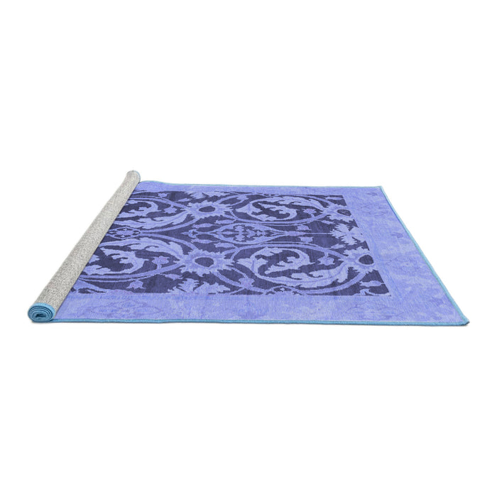 Sideview of Machine Washable Abstract Blue Modern Rug, wshabs1217blu