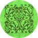 Round Abstract Green Modern Rug, abs1217grn