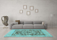 Machine Washable Abstract Light Blue Modern Rug, wshabs1217lblu