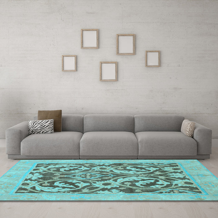 Machine Washable Abstract Light Blue Modern Rug in a Living Room, wshabs1217lblu