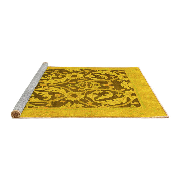 Sideview of Machine Washable Abstract Yellow Modern Rug, wshabs1217yw