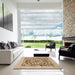 Square Abstract Brown Modern Rug in a Living Room, abs1217