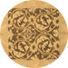 Round Abstract Brown Modern Rug, abs1217brn