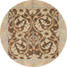 Round Abstract Brown Modern Rug, abs1217