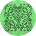 Round Abstract Emerald Green Modern Rug, abs1217emgrn