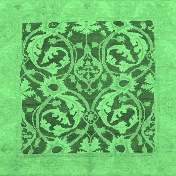 Square Machine Washable Abstract Emerald Green Modern Area Rugs, wshabs1217emgrn