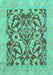 Machine Washable Abstract Turquoise Modern Area Rugs, wshabs1217turq