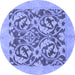 Round Abstract Blue Modern Rug, abs1217blu