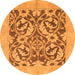 Round Machine Washable Abstract Orange Modern Area Rugs, wshabs1217org