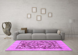 Machine Washable Abstract Purple Modern Area Rugs in a Living Room, wshabs1217pur