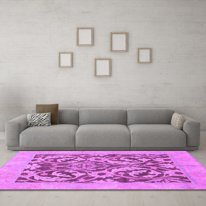 Machine Washable Abstract Purple Modern Area Rugs in a Living Room, wshabs1217pur