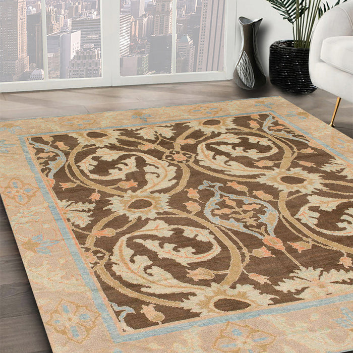 Machine Washable Abstract Brown Sugar Brown Rug in a Family Room, wshabs1217