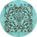 Round Abstract Light Blue Modern Rug, abs1217lblu