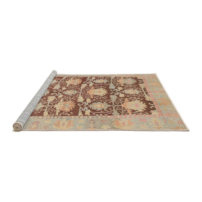 Sideview of Machine Washable Abstract Rust Pink Rug, wshabs1218