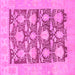 Square Machine Washable Abstract Pink Modern Rug, wshabs1218pnk