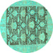 Round Abstract Turquoise Modern Rug, abs1218turq