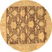 Round Machine Washable Abstract Brown Modern Rug, wshabs1218brn